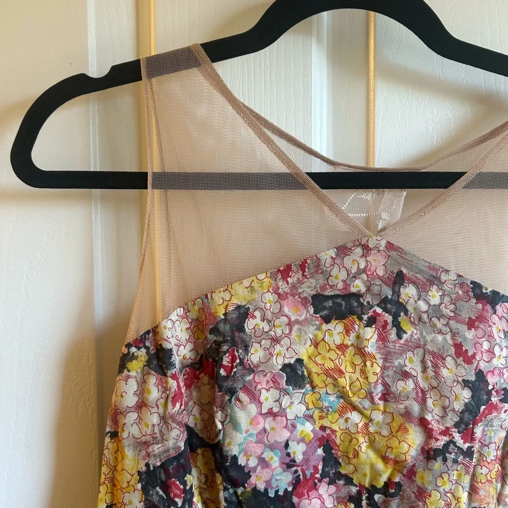 Anthropologie Zehavale Mesh Top Mini Dress Watercolor Floral Size US 6 - Picture 4 of 7